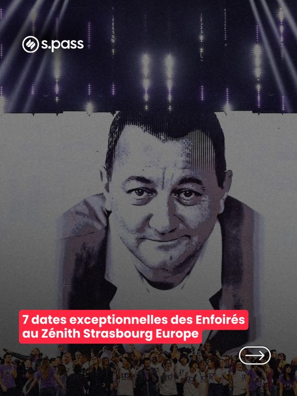 Un évènement exceptionnel 🫶✨ En janvier 2027, Les Enfoirés s’installeront au Zénith de Strasbourg Europe pour 7 représentations exceptionnelles au profit des Restos du Cœur. Un rendez-vous incontournable qui fera vibrer Strasbourg pendant une semaine et réunira le public autour de l’un des événements solidaires les plus emblématiques de France 🍴💓 📍 Zénith de Strasbourg Europe, Eckbolsheim
📆 Du 12 au 18 janvier 2027
🎟️ Ouverture de la billetterie prochainement. @zenithstrasbourgeurope, une salle du groupe @spasstse